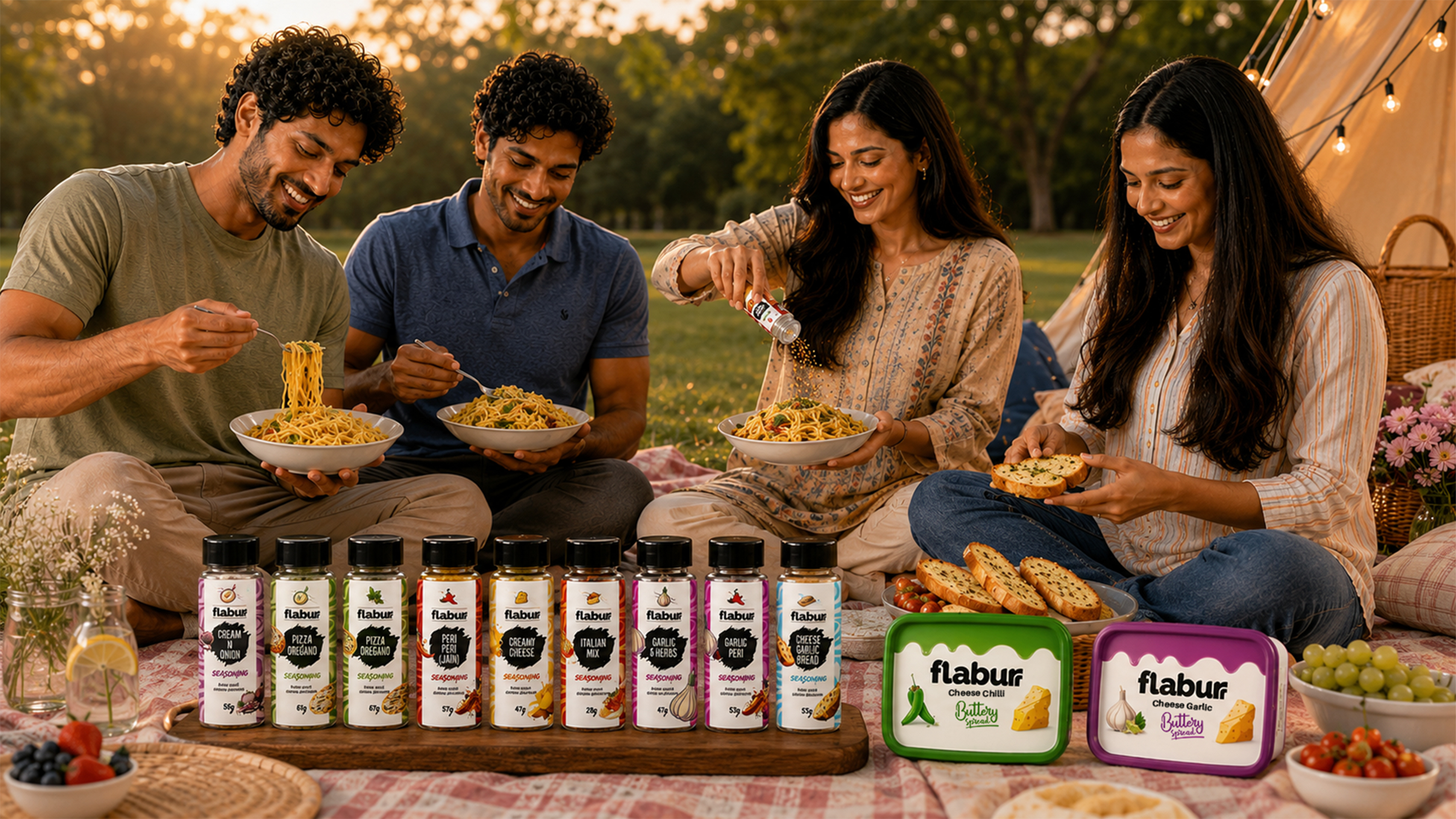 Flaburr co-founders preparing flavour blends in the kitchen
